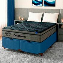 Cama Box Bau Azul+Colchão King Confort Black Espuma Ortobom Cama Box Bau Azul+Colchão King Confort Black Espuma Ortobom