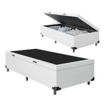 Cama Box Baú Base Solteiro Couro 44x88x188 Branco Reforçada Cama Box Baú Base Solteiro Couro 44x88x188 Branco Reforçada