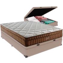 Cama Box Baú Bege E Colchão Anjos Star Pillow In Molas Ensacadas Casal Anjos