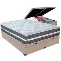 Cama Box Baú Bege E Colchão Black Graphite Molas Ensacadas Queen 158x198x32 Anjos Cama Box Baú Bege E Colchão Black Graphite Molas Ensacadas Queen 158x198x32 Anjos