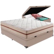 Cama Box Baú Bege e Colchão Classic 22 cm Molas ensacadas Casal Anjos Cama Box Baú Bege e Colchão Classic 22 cm Molas ensacadas Casal Anjos