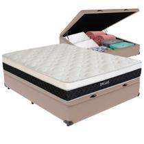 Cama Box Baú Bege e Colchão Dallas Molas Ensacadas Viúvo V-Store 128x188x20
