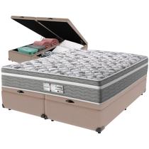 Cama Box Baú Bege e Colchão Evolution Molas Ensacadas Queen Probel Cama Box Baú Bege e Colchão Evolution Molas Ensacadas Queen Probel