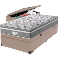 Cama Box Baú Bege e Colchão Evolution Molas Ensacadas Solteiro Probel
