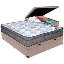 Cama Box Baú Bege E Colchão Iso Superpocket Molas Ensacadas Viúvo Ortobom