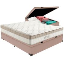 Cama Box Baú Bege e Colchão King Best Bege Molas Ensacadas Casal Anjos Cama Box Baú Bege e Colchão King Best Bege Molas Ensacadas Casal Anjos