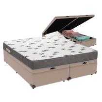 Cama Box Baú Bege e Colchão Light Espuma D33 Queen Ortobom