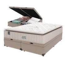 Cama Box Baú Bege e Colchão Queen Resistance Molas LFK Sealy