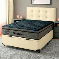 Cama Box Bau Begetiza + Cabeceira + Colchão Casal Confort Black Ortobom
