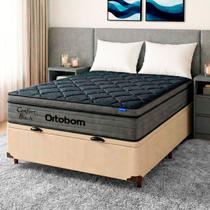 Cama Box Bau Begetiza + Colchão Casal Confort Black Espuma Soft Gel Ortobom