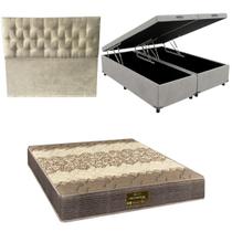 Cama Box Baú Bipartida Blindada com Colchão de Espuma Orthopedic Cabeceira Botonê