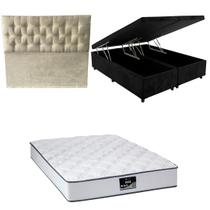 Cama Box Baú Bipartida Blindada com Colchão Doss Molas Ensacadas 30cm Cabeceira Botonê Casal Bipartido Cama Box Baú Bipartida Blindada com Colchão Doss Molas Ensacadas 30cm Cabeceira Botonê Casal Bipartido