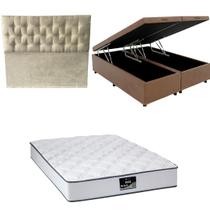 Cama Box Baú Bipartida Blindada com Colchão Doss Molas Ensacadas 30cm Cabeceira Botonê Casal Bipartido