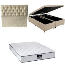 Cama Box Baú Bipartida Blindada com Colchão Doss Molas Ensacadas 30cm Cabeceira Botonê Queen