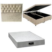 Cama Box Baú Bipartida Blindada com Colchão Riviera Molas Ensacadas 25cm Cabeceira Botonê Cama Box Baú Bipartida Blindada com Colchão Riviera Molas Ensacadas 25cm Cabeceira Botonê