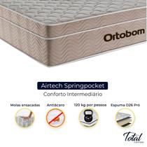 Cama Box Baú Bipartido Casal Marrom e Colchão Airtech Springpocket Molas Ensacadas Ortobom