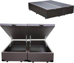 Cama Box Bau Bipartido Casal Marrom Sintetico Premium 47x138x188 - FA Elegante