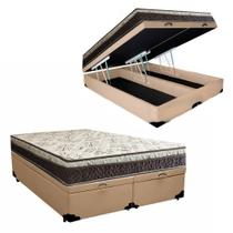 Cama Box Baú Bipartido Casal material sintético + Colchão Casal Espuma Extra Firme D33 Elegance Ortopédico 72x138x188 Bege Cama Box Baú Bipartido Casal material sintético + Colchão Casal Espuma Extra Firme D33 Elegance Ortopédico 72x138x188 Bege