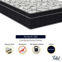 Cama Box Baú Bipartido Casal Preto e Colchão Airtech 150 D45 Ortobom