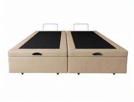 Cama Box Bau Bipartido Casal Sintetico Bege 138x188x35 - Santo Box Cama Box Bau Bipartido Casal Sintetico Bege 138x188x35 - Santo Box