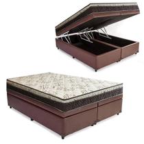 Cama Box Baú Bipartido Casal Sintético + Colchão Casal Espuma Extra Firme D33 Elegance Ortopédico 72x138x188 Marrom Cama Box Baú Bipartido Casal Sintético + Colchão Casal Espuma Extra Firme D33 Elegance Ortopédico 72x138x188 Marrom
