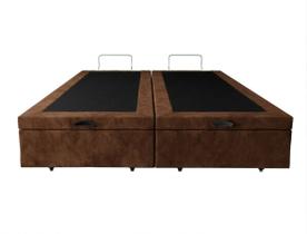 Cama Box Bau Bipartido Casal Suede Marrom 138x188x35 - Santo Box Cama Box Bau Bipartido Casal Suede Marrom 138x188x35 - Santo Box