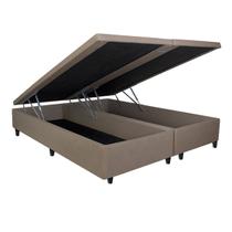 Cama Box Baú Bipartido Frontal KING SIZE Bourbon Corano Linho Bege - 193x203
