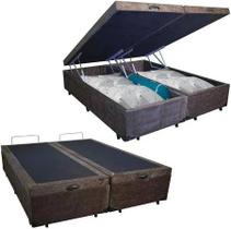 Cama Box Bau Bipartido King Marrom Suede Premium 47x192x203 - FA Elegante