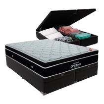 Cama Box Baú Bipartido King Preto e Colchão Elegant Superpocket Molas ensacadas Ortobom Cama Box Baú Bipartido King Preto e Colchão Elegant Superpocket Molas ensacadas Ortobom