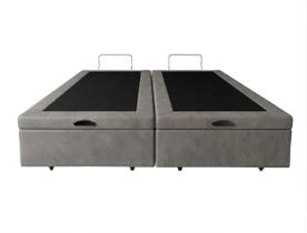 Cama Box Bau Bipartido King Sintetico Cinza 193x203x35 - Blindado Cama Box Bau Bipartido King Sintetico Cinza 193x203x35 - Blindado