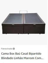 Cama Box Baú Bipartido Linhão Marrom com Pistão a Gás