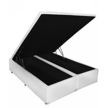 Cama Box Baú Bipartido Queen 1,58 x 1,98 x 0,40 Premium Tecido Sintético Branco
