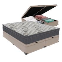 Cama Box Baú Bipartido Queen Bege e Colchão Airtech 100 D33 Ortobom Cama Box Baú Bipartido Queen Bege e Colchão Airtech 100 D33 Ortobom