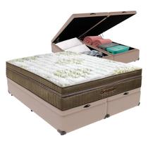 Cama Box Baú Bipartido Queen Bege e Colchão Gold Ultragel Molas ensacadas Ortobom Cama Box Baú Bipartido Queen Bege e Colchão Gold Ultragel Molas ensacadas Ortobom