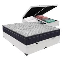 Cama Box Baú Bipartido Queen Branco e Colchão Airtech 150 D45 Ortobom