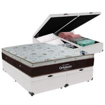 Cama Box Baú Bipartido Queen Branco e Colchão Sleep King Molas Ensacadas Ortobom