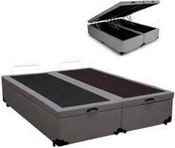 Cama Box Bau Bipartido Queen Cinza Sintetico Premium 47x158x198 - FA Elegante