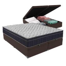 Cama Box Baú Bipartido Queen Marrom e Colchão Airtech 150 D45 Ortobom