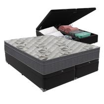 Cama Box Baú Bipartido Queen Preto e Colchão Airtech 100 D33 Ortobom Cama Box Baú Bipartido Queen Preto e Colchão Airtech 100 D33 Ortobom
