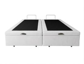 Cama Box Bau Bipartido Queen Sintetico Branco 158x198x35 - Santo Box