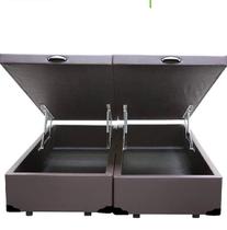 Cama Box Baú Bipartido Queen Size Sintético Marrom com Pistões a Gás