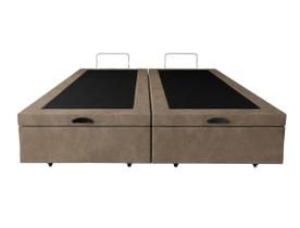 Cama Box Bau Bipartido Queen Suede Bege 158x198x35 - Blindado Cama Box Bau Bipartido Queen Suede Bege 158x198x35 - Blindado