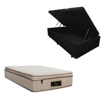 Cama Box Baú Blindada com Colchão Cloud Molas Ensacadas Com Pillowtop 32cm Solteiro
