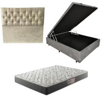 Cama Box Baú Blindada com Colchão de Espuma D33 20cm Cabeceira Botonê
