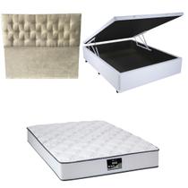 Cama Box Baú Blindada com Colchão Doss Molas Ensacadas 30cm Cabeceira Botonê Casal