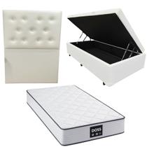 Cama Box Baú Blindada com Colchão Doss Molas Ensacadas 30cm Cabeceira Botonê Solteiro
