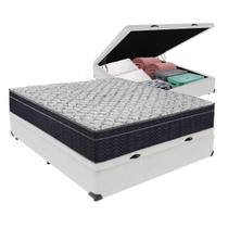 Cama Box Baú Blindado Casal Branca e Colchão Airtech 150 Espuma D45 Ortobom