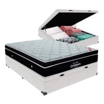 Cama Box Baú Blindado Casal Branca e Colchão Elegant Superpocket Molas ensacadas Ortobom