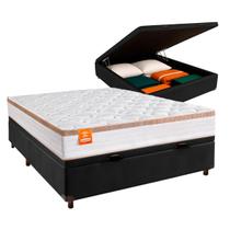 Cama Box Bau Blindado Casal + Colchão Molas Ensacadas Isis Real Inducol
