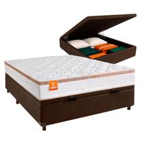 Cama Box Bau Blindado Casal + Colchão Molas Ensacadas Isis Real Inducol